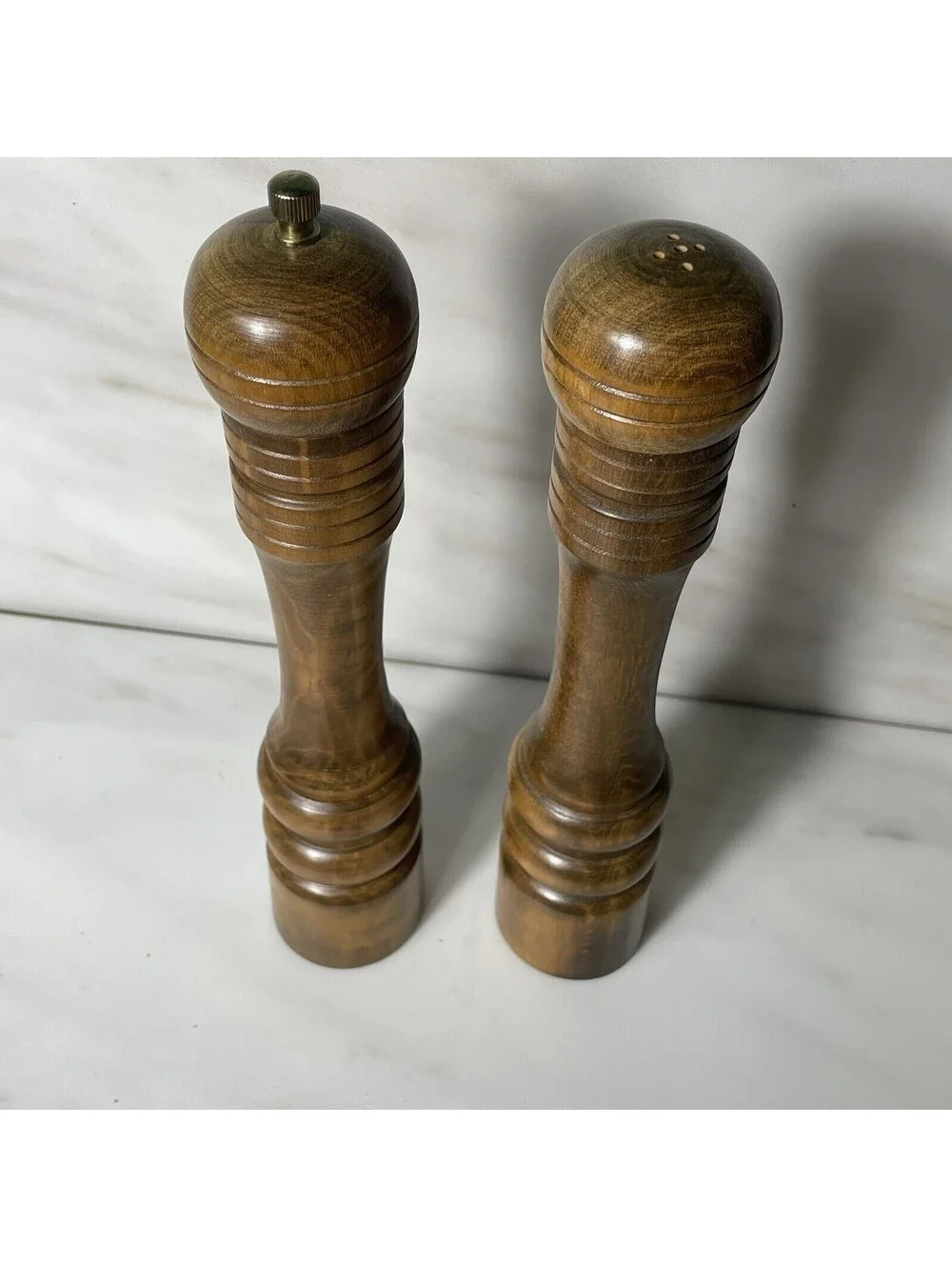 MCM Wooden Salt Shaker & Pepper Grinder Boho Regency Style 10” Alba Trading Corp